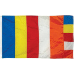Buddhist Flag  3 ft x 5 ft Fully Sewn Flag (USA MADE).