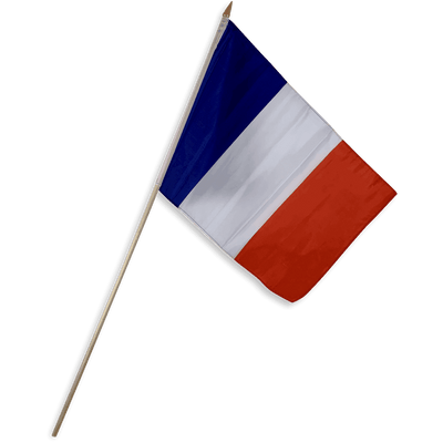 France Flag 12 x 18 inch on Stick.