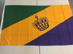 Mardi Gras Royal Crown Flag - Made in USA.