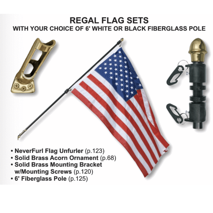 Regal Outdoor Fiberglass Flag Mounting Kit  with Solid Brass Mounting Bracket.