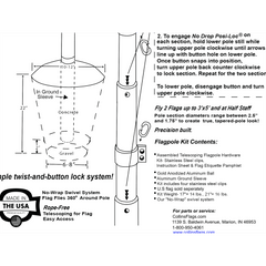 Telescoping Flag Pole Kit - 20 ft Aluminum Made in America.