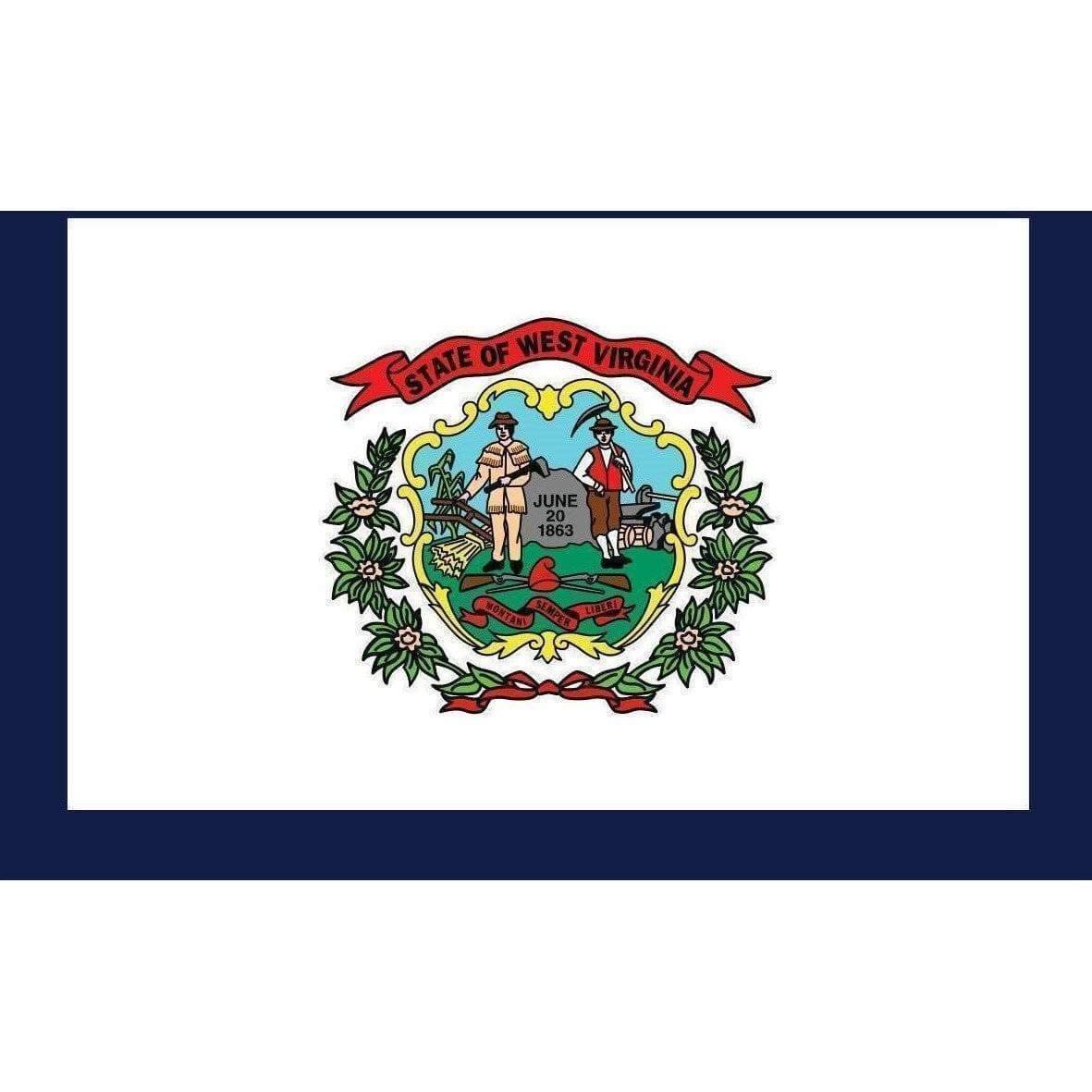 West Virginia Flag 3 x 5 ft. Nylon Dyed Flag (USA Made) with Additional Reinforced Stitching.