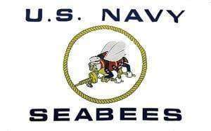 US Navy Seabees White Flag 3 X 5 ft. Standard.
