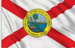 Florida Flag - Indoor sleeve hem with Fringe - All Sizes - Nylon Dyed Made in USA.