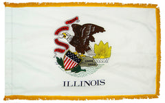 Illinois State Flag - Outdoor - Pole Hem with Optional Fringe- Nylon Made in USA.