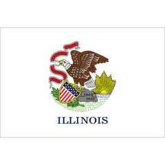 Illinois State Flag - Outdoor - Pole Hem with Optional Fringe- Nylon Made in USA.