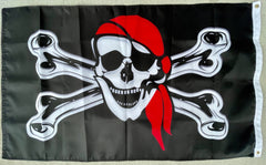 Jolly Roger Red Hat Flag - Made in USA.