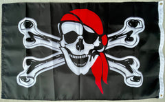 Jolly Roger Red Hat Flag - Made in USA.