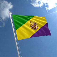 Mardi Gras Royal Crown Flag - Made in USA.