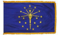 Indiana State Flag - Outdoor - Pole Hem with Optional Fringe- Nylon Made in USA.