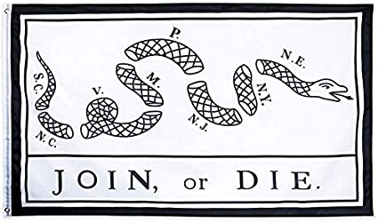 Join or Die White Flag - Made in USA.