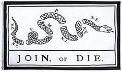 Join or Die White Flag - Made in USA.