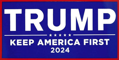 Trump 2024 Keep America First Blue Bumper Sticker.