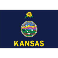 Kansas State Flag - Outdoor - Pole Hem with Optional Fringe- Nylon Made in USA.