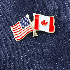 USA Canada (combined) Flag Lapel Pin.