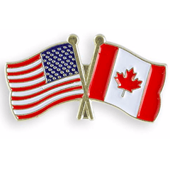 USA Canada (combined) Flag Lapel Pin.