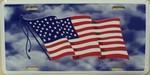 American USA Flag Cloud Background License Plate Tag Tag.