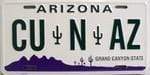 AZ Arizona CU N AZ  License Plate.