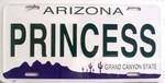 AZ Arizona Princess License Plate.