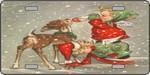 Baby Angels Feeding Reindeer Full Color License Plate.