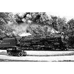 Black and White Vintage Steamer Train Parking Sign.