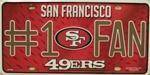 SF San Francisco 49ers #1 Fan License Plate.