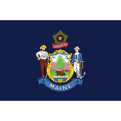 Maine State Flag - Outdoor - Pole Hem with Optional Fringe- Nylon Made in USA.