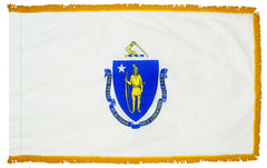 Massachusetts State Flag Pole Hem & Optional Fringe Nylon.