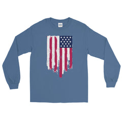 American Flag Battle Torn Men’s Long Sleeve Shirt.