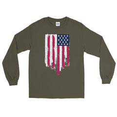American Flag Battle Torn Men’s Long Sleeve Shirt.