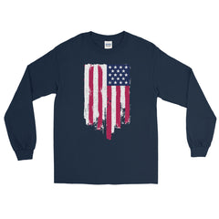 American Flag Battle Torn Men’s Long Sleeve Shirt.