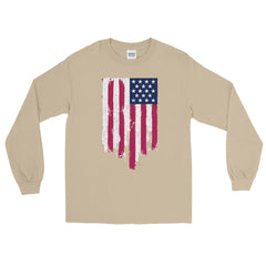 American Flag Battle Torn Men’s Long Sleeve Shirt.