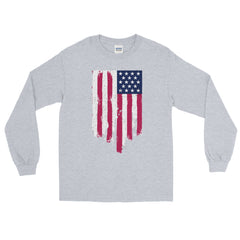 American Flag Battle Torn Men’s Long Sleeve Shirt.