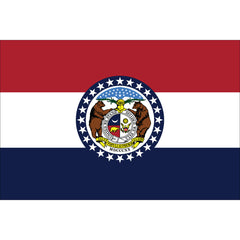 Missouri State Flag Nylon Pole Hem with Optional Fringe Made in USA.