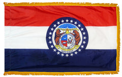 Missouri State Flag Nylon Pole Hem with Optional Fringe Made in USA.