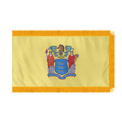 New Jersey State Flag - Outdoor - Pole Hem with Optional Fringe- Nylon Made in USA.