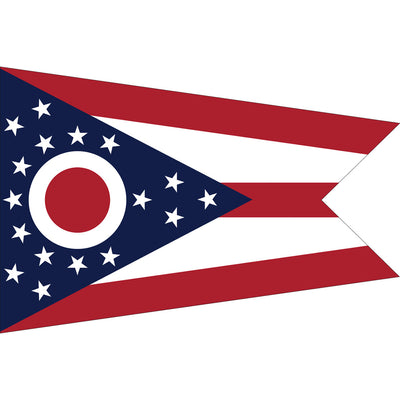 Ohio State Flag - Outdoor - Pole Hem with Optional Fringe- Nylon Made in USA.