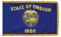 Oregon State Flag - Outdoor - Pole Hem with Optional Fringe- Nylon Made in USA.