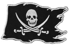 Buccaneer - Jolly Roger - Pirate Skull on a Flag  Patch - 2.5 x 3.5 inch.