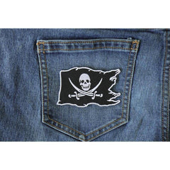 Buccaneer - Jolly Roger - Pirate Skull on a Flag  Patch - 2.5 x 3.5 inch.