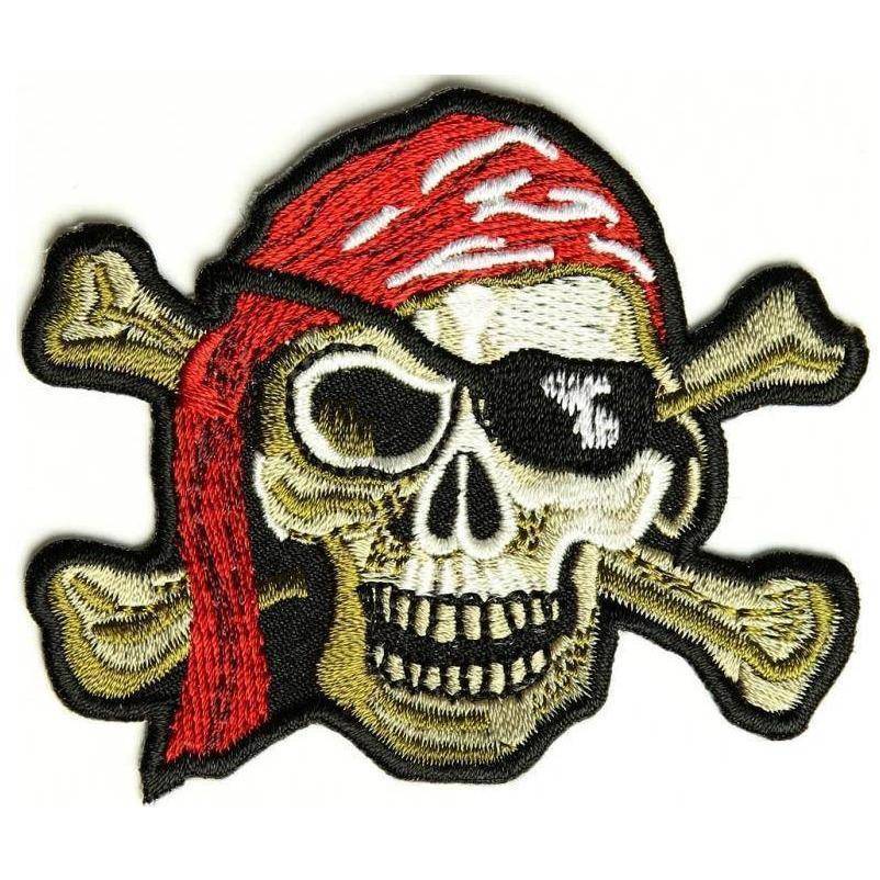 Pirate Skull Patch Red Hat - Eye Patch - 2 x 3 inch.