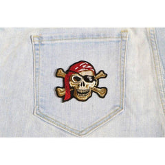 Pirate Skull Patch Red Hat - Eye Patch - 2 x 3 inch.