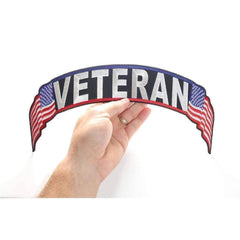 Veterans US Flag Rocker Patch 2.5 x 12 inches.