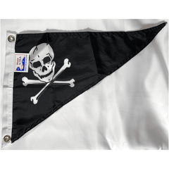 Jolly Roger Bow Pennant Nylon Dyed 10" x 15" Flag (USA Made).