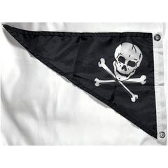 Jolly Roger Bow Pennant Nylon Dyed 10" x 15" Flag (USA Made).