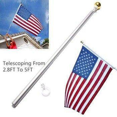 Aluminum 5FT Metal Adjustable Telescoping Flag Pole Portable.