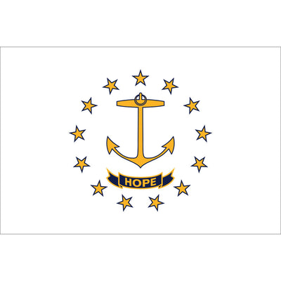 Rhode Island State Flag - Outdoor - Pole Hem with Optional Fringe- Nylon Made in USA.