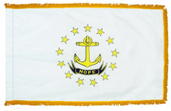 Rhode Island State Flag - Outdoor - Pole Hem with Optional Fringe- Nylon Made in USA.