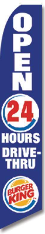 Blue Burger King Open 24 Hours Advertising Flag (Flag Only).