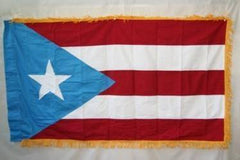 Light Blue Puerto Rico with Fringes Cotton Flag 3x5 ft..